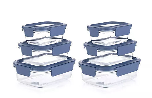 LocknLock 6 Frischhaltedosen Glasdeckel 380ml-1L Vorratsdosen 4L