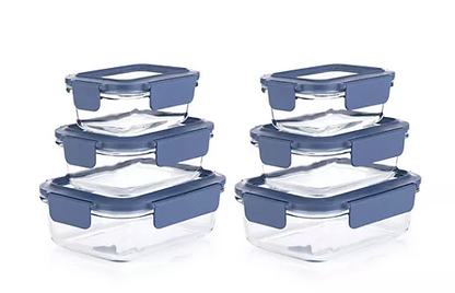 LocknLock 6 Frischhaltedosen Glasdeckel 380ml-1L Vorratsdosen 4L
