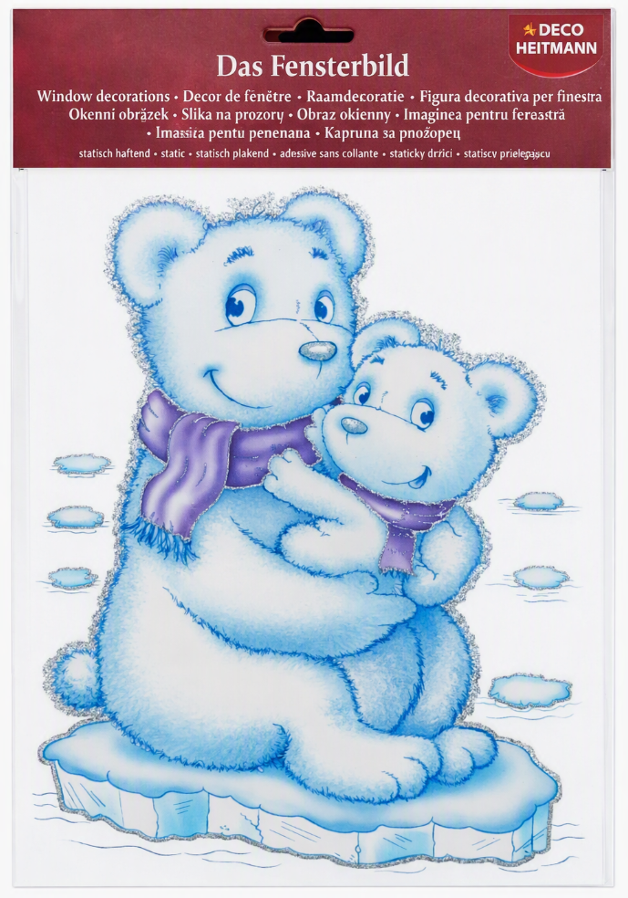 HEITMANN DECO Fensterbild Eisbären Eisbär Baby Winter Glitzer statisch haftend