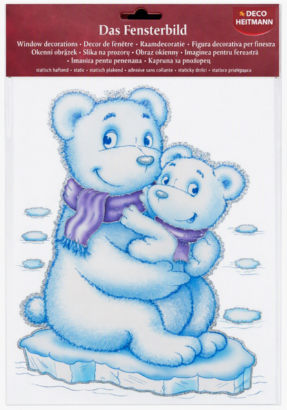 HEITMANN DECO Fensterbild Eisbären Eisbär Baby Winter Glitzer statisch haftend