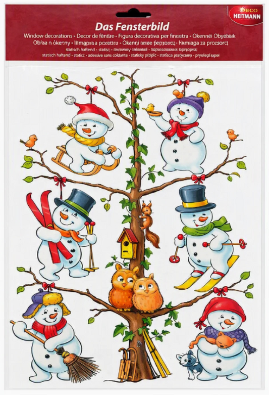 HEITMANN DECO Fensterbild Schneemänner Winter Weihnachten statisch haftend Deko
