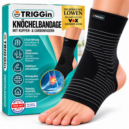 TRIGGin Knöchelbandage Sprunggelenkbandage Fußgelenk Kupfer Carbon Sport