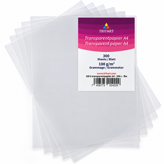 TRITART Transparentpapier A4 300 Blatt 100g/m² Pauspapier Bastelpapier