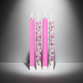 B-Ware ELAMBIA 4 LED-Tafelkerzen Blumendesign & uni Flamme Luma, Timer Höhe 24cm, Ø 2,2cm
