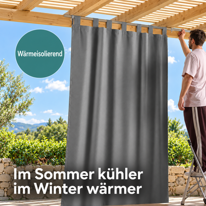JEMIDI Outdoor Vorhang 210x260 cm Anthrazit wasserdicht Ösen Balkon Terrasse