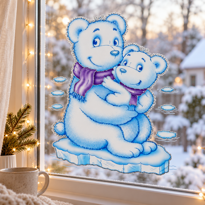 HEITMANN DECO Fensterbild Eisbären Eisbär Baby Winter Glitzer statisch haftend