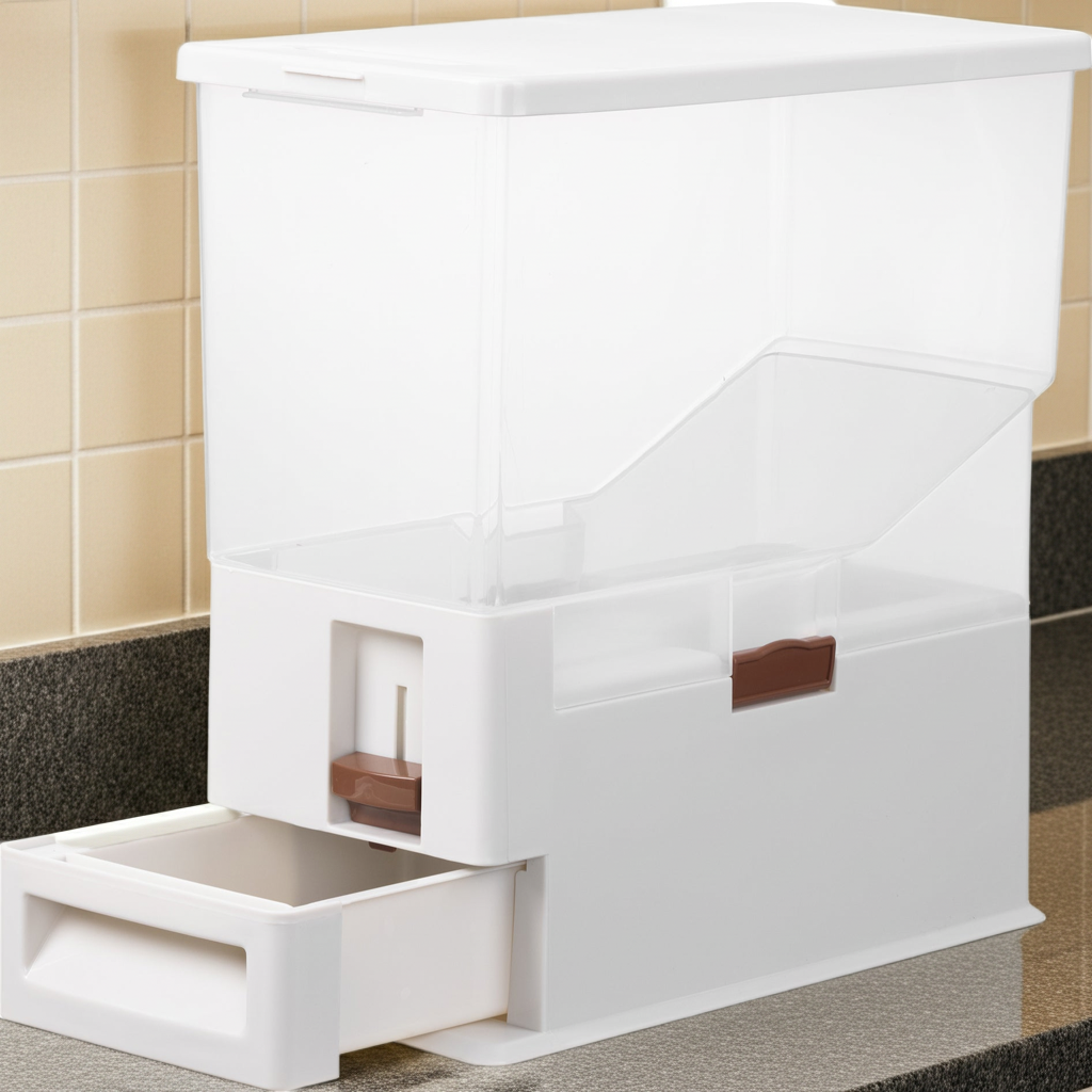Navaris Futterbehälter für Haustiere - 14L Hundefutter Box - Futtertonne für Hund und Katze - transparente Futterbox mit Dosierkelle -