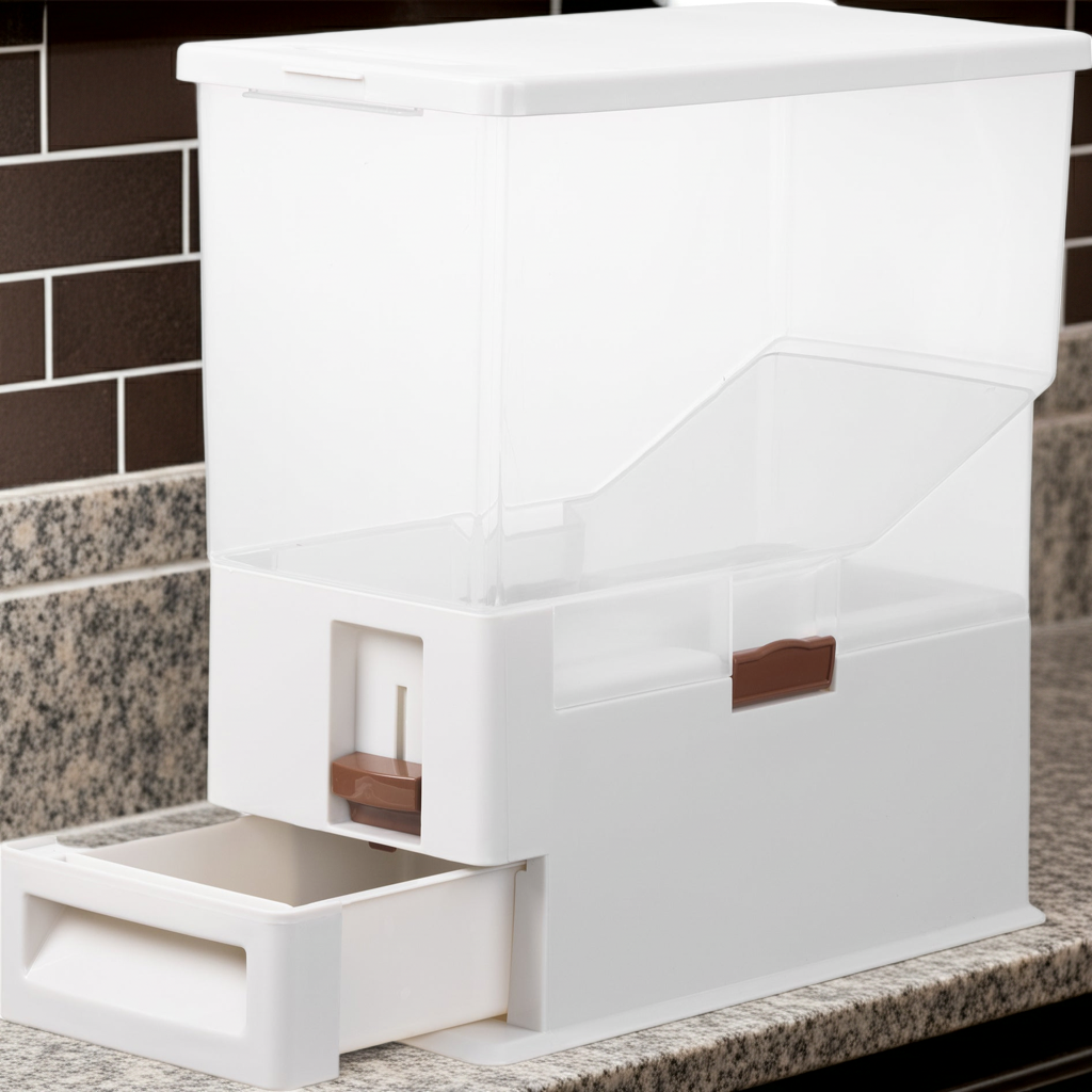 Navaris Futterbehälter für Haustiere - 14L Hundefutter Box - Futtertonne für Hund und Katze - transparente Futterbox mit Dosierkelle -