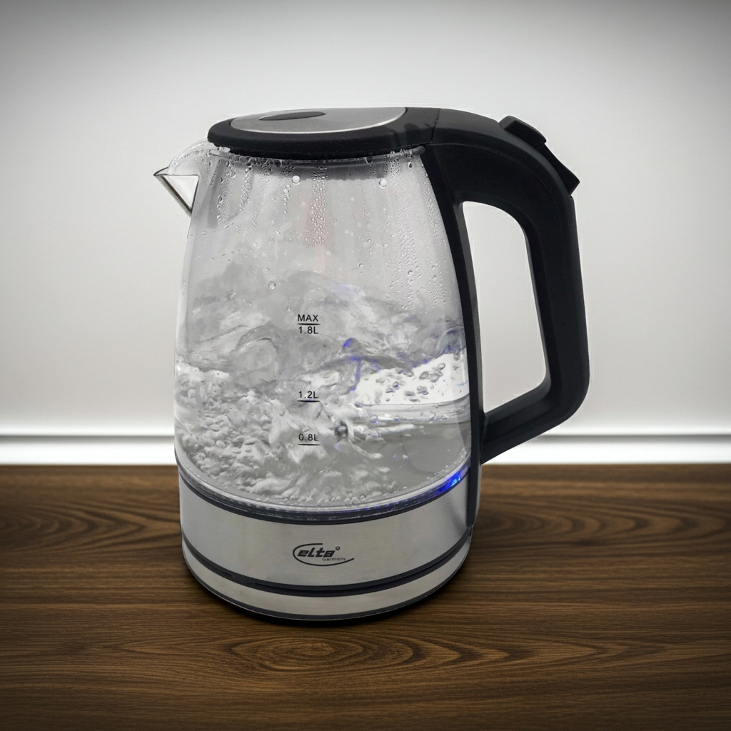 Elta Wasserkocher WK-2200.1 Edelstahl schwarz Glas ca. 1,8 l