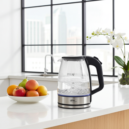 Elta Wasserkocher WK-2200.1 Edelstahl schwarz Glas ca. 1,8 l