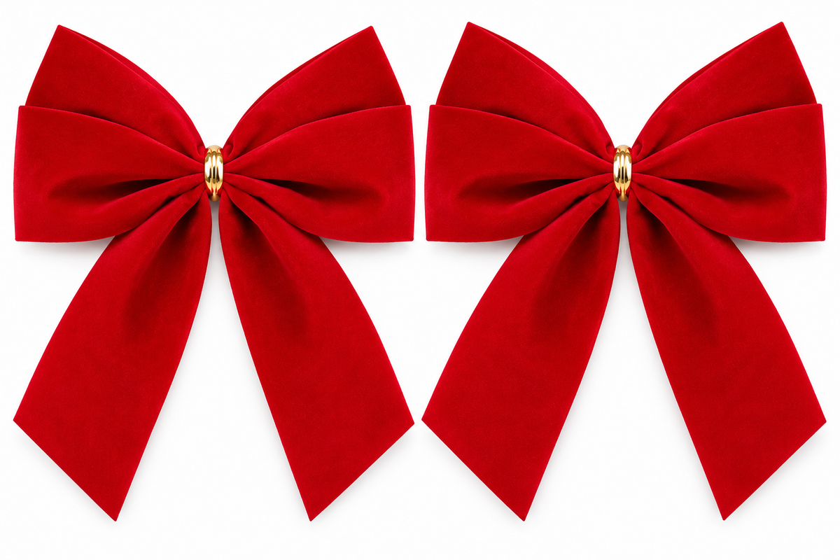HEITMANN DECO 2er Set Außenschleife Rot Samt Dekoschleife Weihnachtsdeko