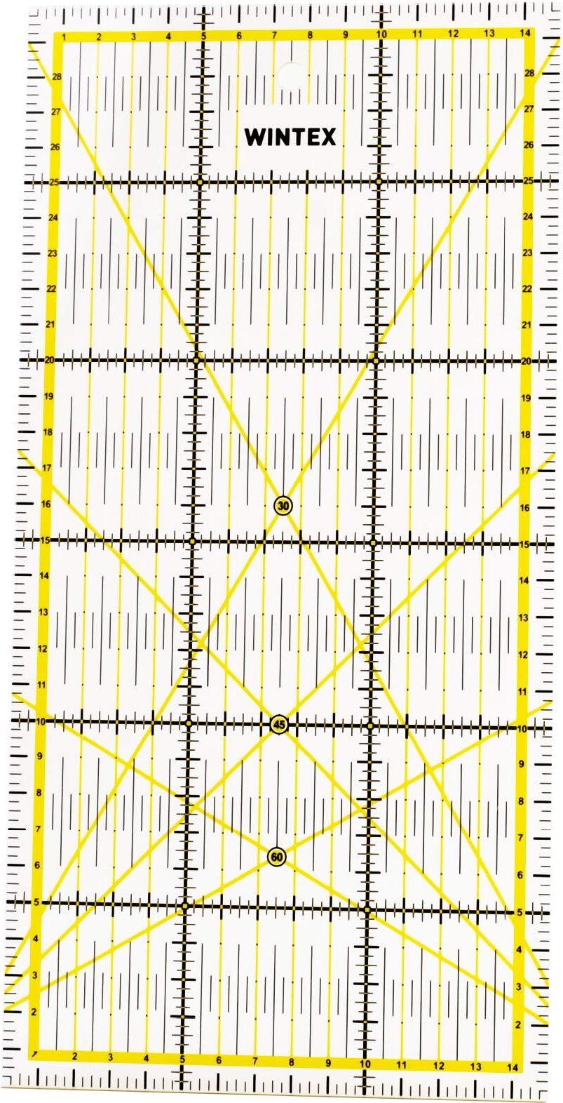 WINTEX Universal-Lineal 15 cm x 30 cm, transparent, 2-farbiger Druck mit cm-Raster und Winkelanzeige in 30°/45°/60° - Rollschneider-Lineal, Patchwork-Lineal, Bastel-Lineal – ideal zum Basteln