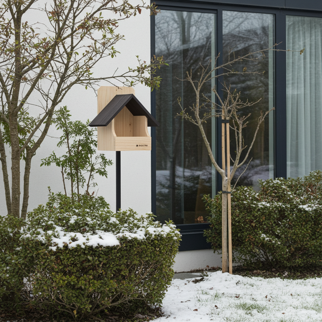 Navaris Vogelhaus Nistkasten Holz wetterfest Futterhaus Garten Balkon Schwarz