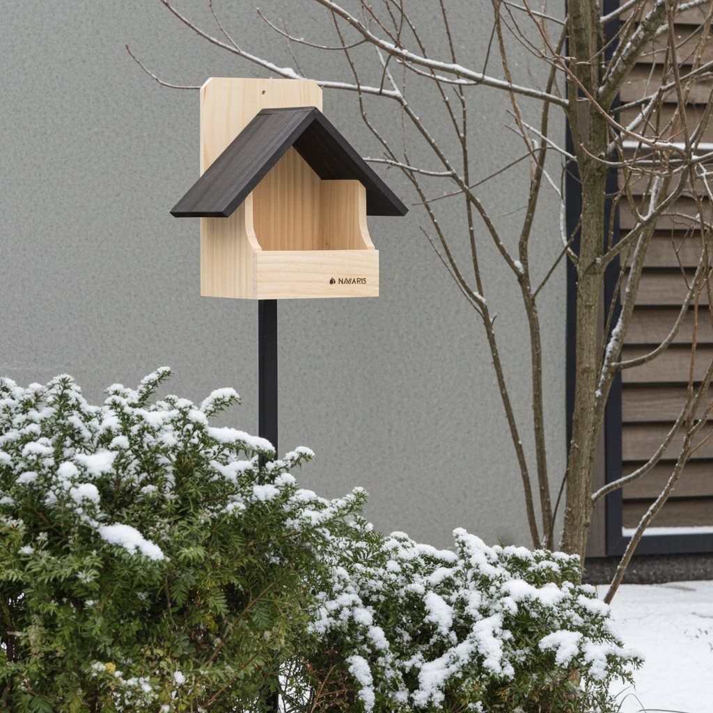Navaris Vogelhaus Nistkasten Holz wetterfest Futterhaus Garten Balkon Schwarz