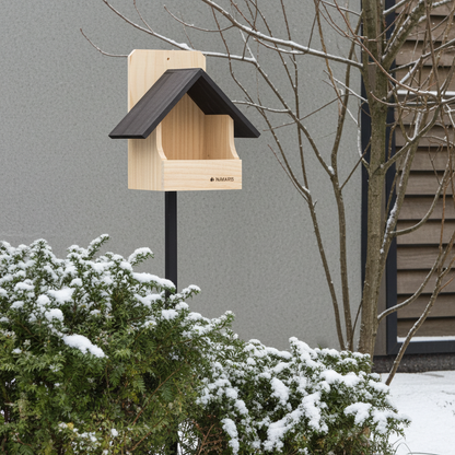 Navaris Vogelhaus Nistkasten Holz wetterfest Futterhaus Garten Balkon Schwarz