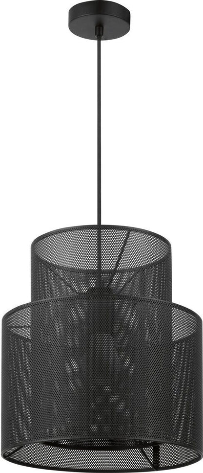 Emil Lux Pendelleuchte Emil Schwarz E27 Metall Korbdesign Japandi Ø30cm