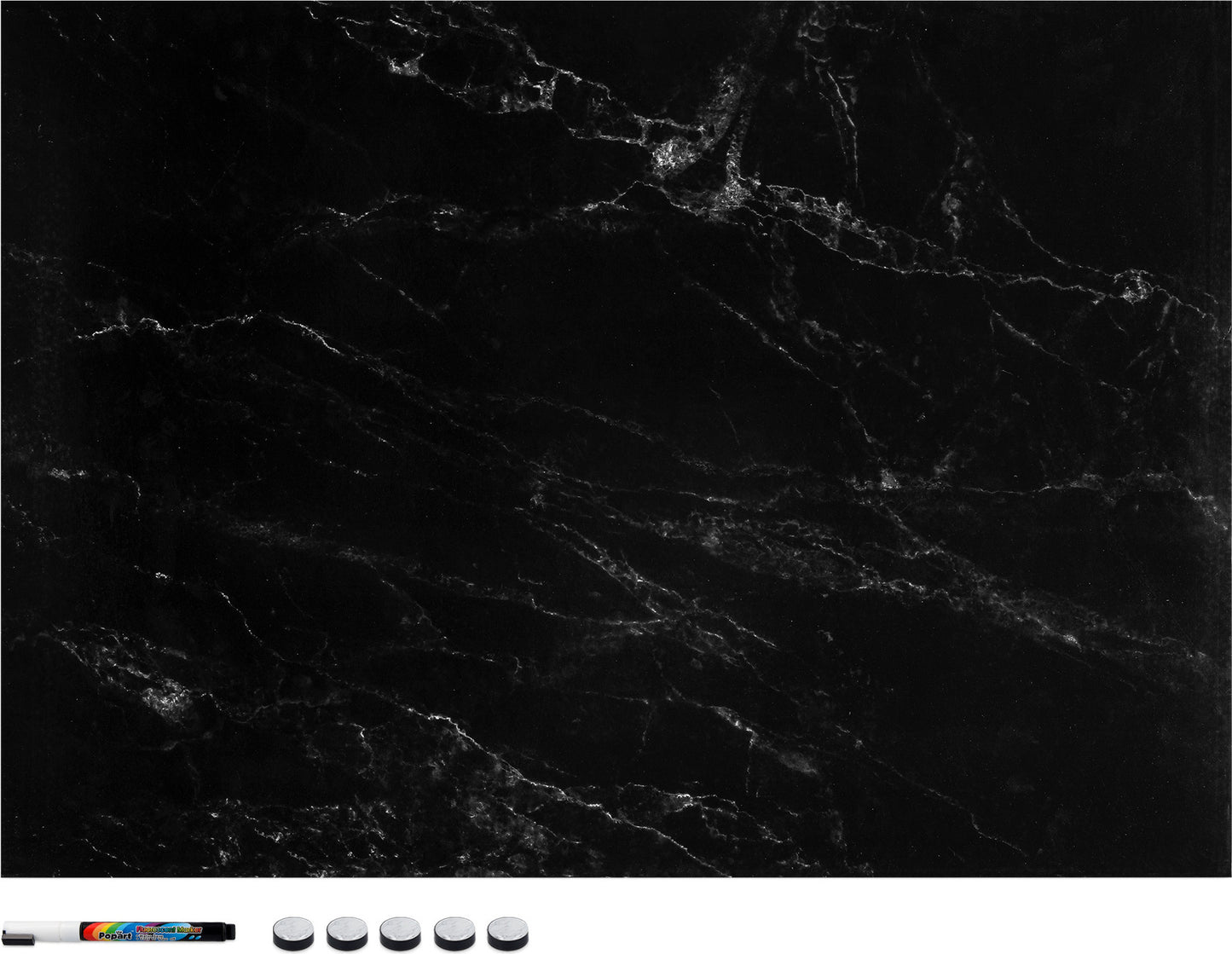 Navaris Magnettafel 70x50cm Memoboard beschreibbar abwischbar Black Marble