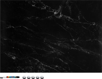 Navaris Magnettafel 70x50cm Memoboard beschreibbar abwischbar Black Marble