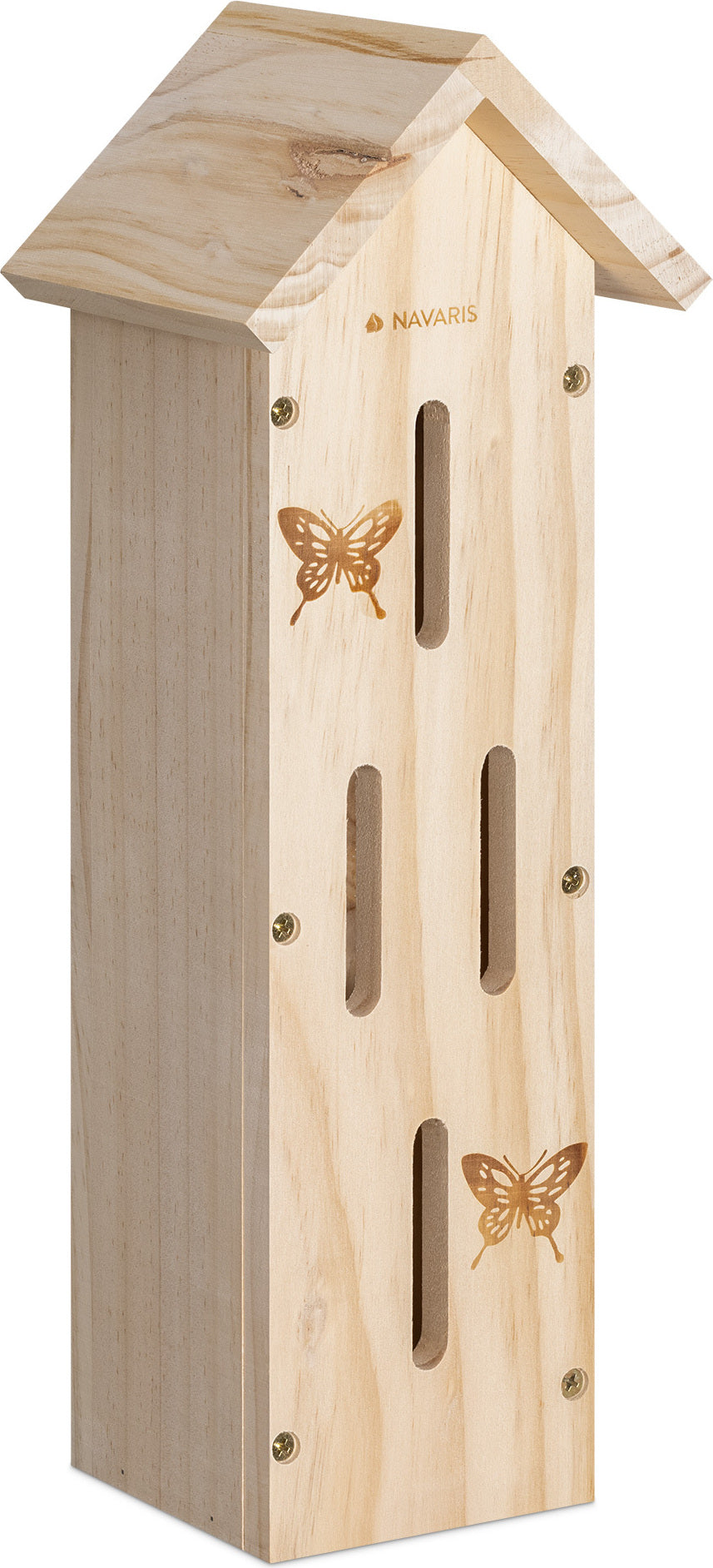 NAVARIS Schmetterlingshaus Holz 41cm Insektenhotel Kiefer Garten Balkon Natur