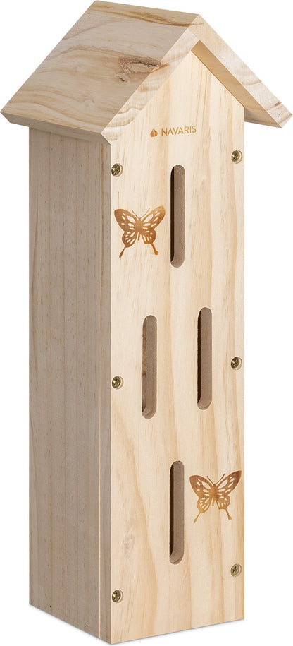 NAVARIS Schmetterlingshaus Holz 41cm Insektenhotel Kiefer Garten Balkon Natur