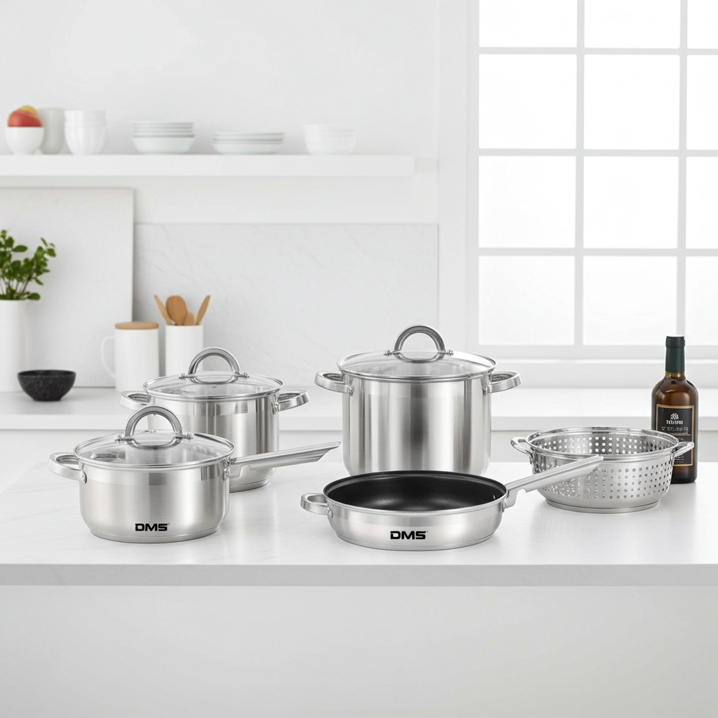 DMS® EDELSTAHL TOPFSET 15-TEILIG MIT GLASDECKEL, INDUKTION KOCHTOPF KOCHGESCHIRR