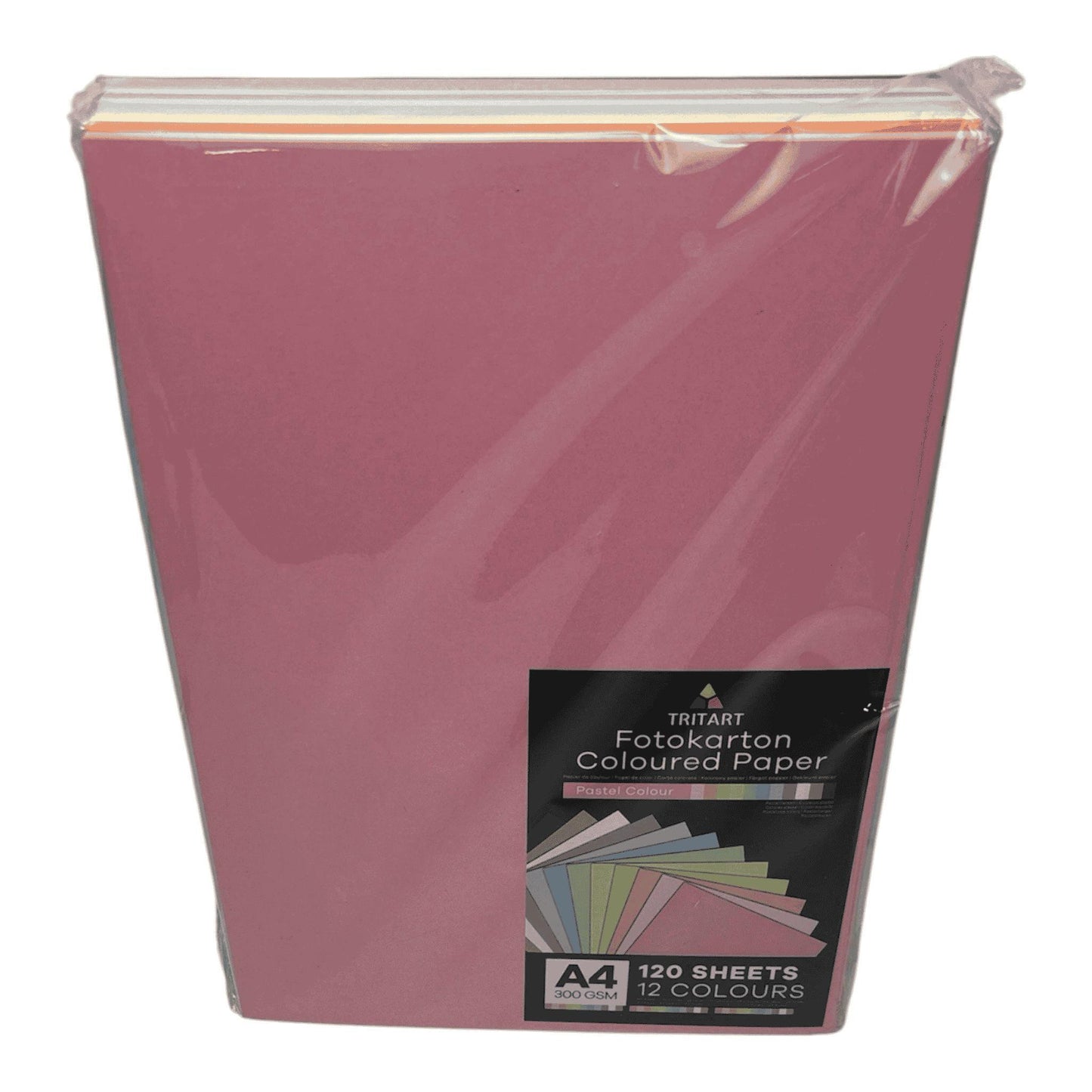 Tritart Fotokarton Pastel DIN A4 300gsm 120 Blatt 12 Pastellfarben Bastelpapier