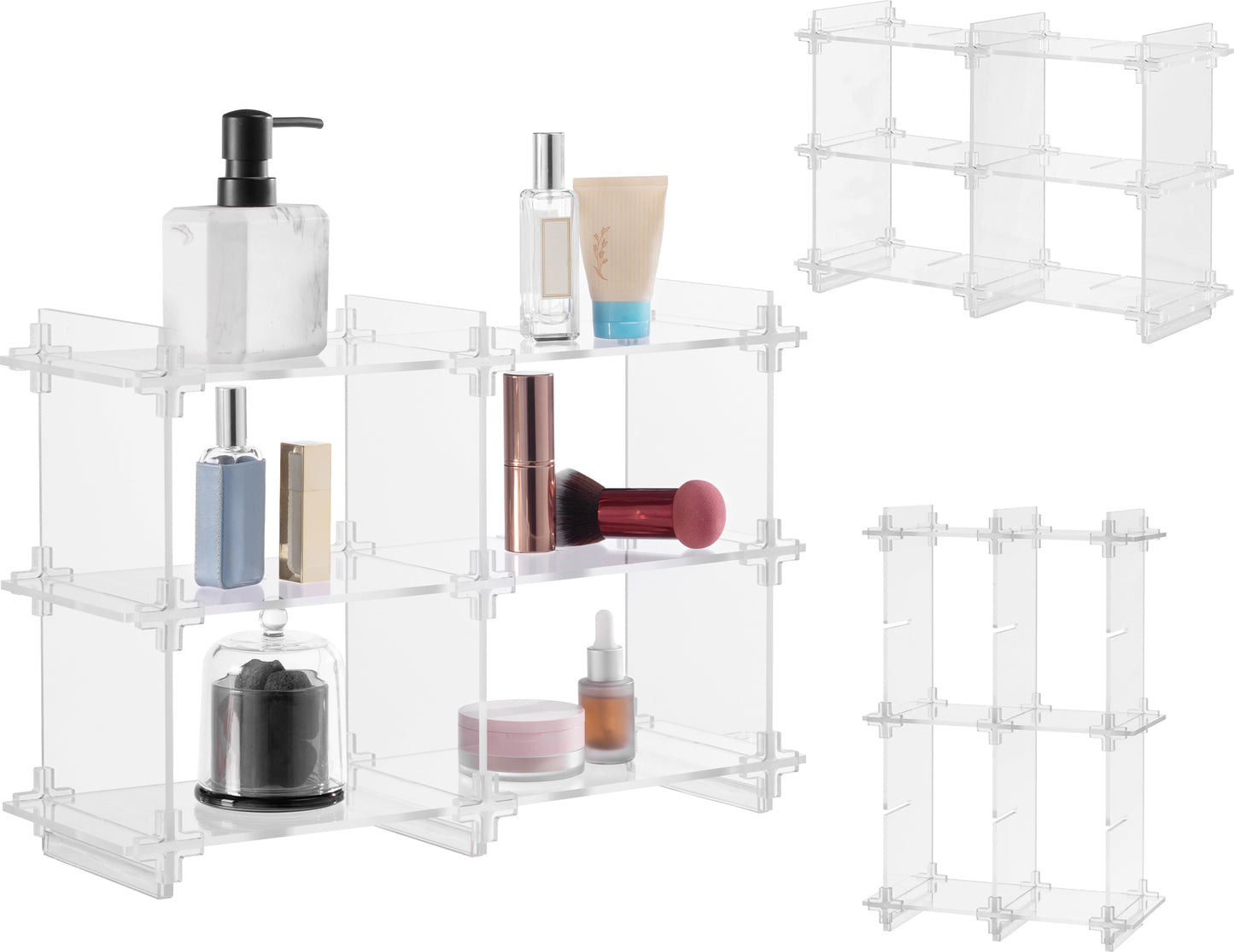 Navaris Verstellbarer Acryl Organizer - Multifunktional & Anpassbar - Make Up Organizer - Parfüm Organizer - Skincare Organizer - Make Up Aufbewahrung