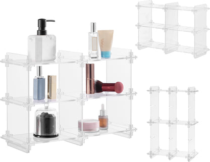 Navaris Acryl Organizer verstellbar Bad Kosmetik Regal Transparent 45x14x30 cm