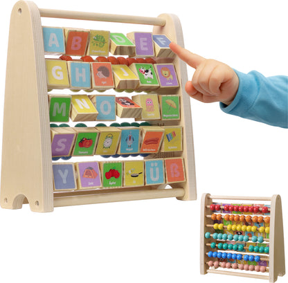 Navaris Lernspielzeug Zahlen Farben - Rechenschieber und Alphabet Abakus für Kinder ab 1 Jahr - Bunte Rechenhilfe und Lernen von Buchstaben -