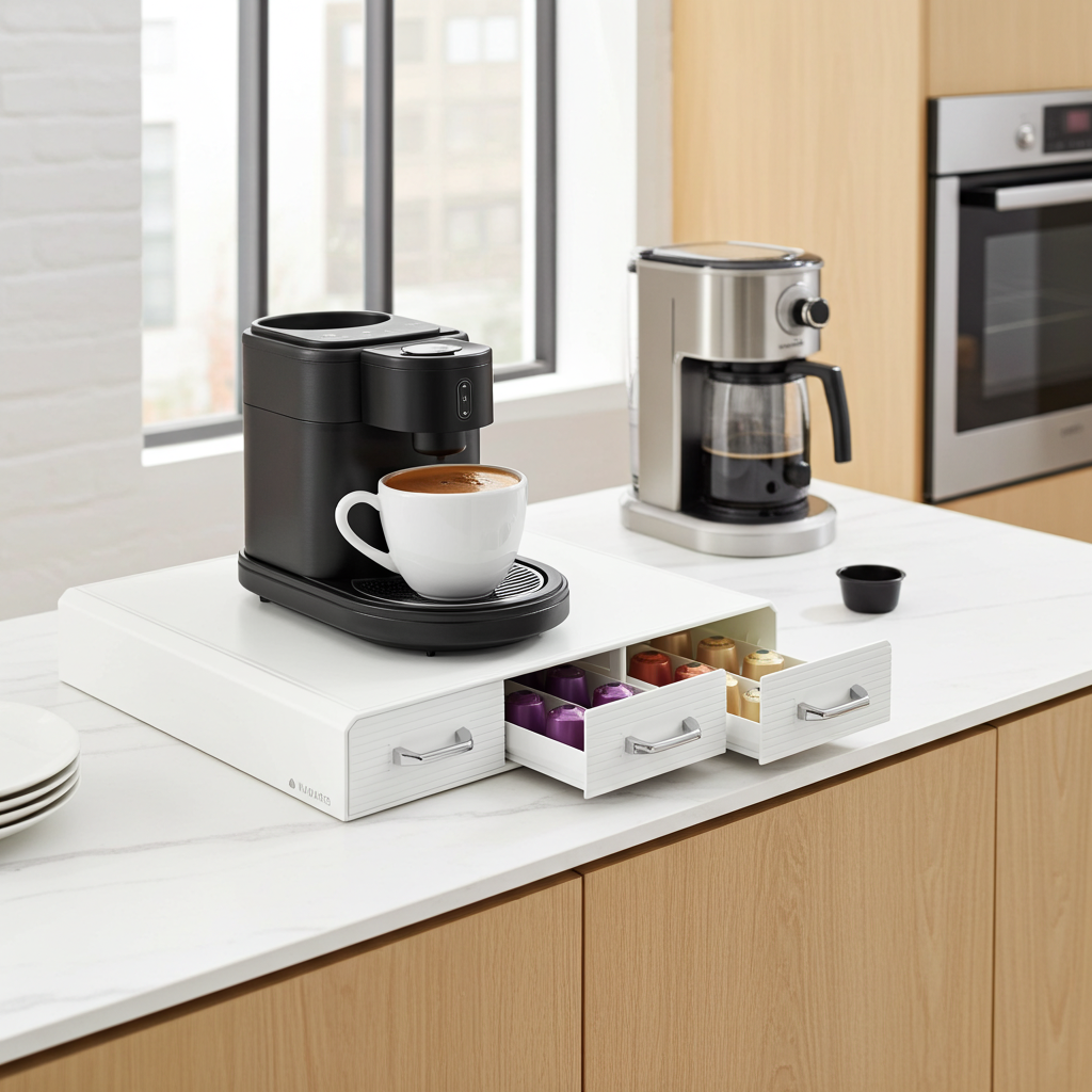 Navaris Kapselhalter 48 Kapseln 3 Schubladen Kaffee Kapselbox Weiß