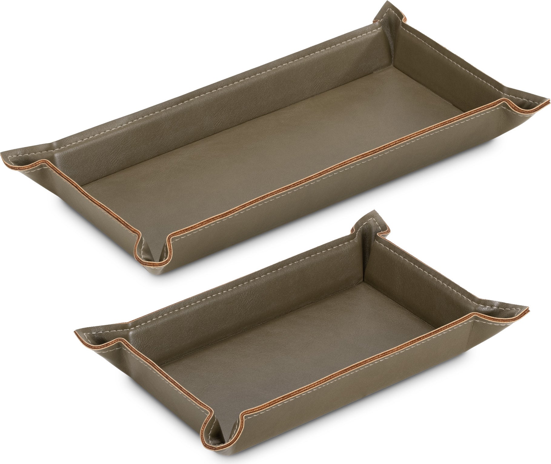 Navaris Lederschale Tablett aus Kunstleder - 2x Schale Ablage Leder - Ablageschale für Schmuck Schlüssel Münzen Handy - Schlüsselablage Organizer -