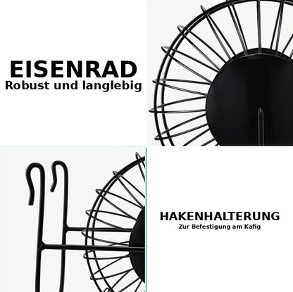 Navaris Heuraufe aus Eisen - Kaninchen Zubehör & Spielzeug - Nager Zubehör - Futterrad für Hasen - Schwarz
