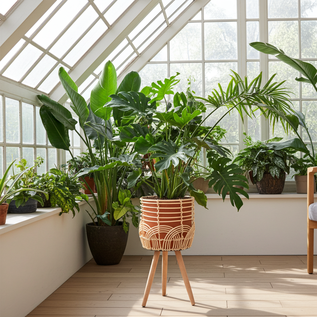 Navaris 2x Blumentopf mit Ständer im Rattan Look - Boho Blumentopf geflochten - Pflanzen Hocker im Korb Design - Blumentopfständer mit Beinen aus Holz