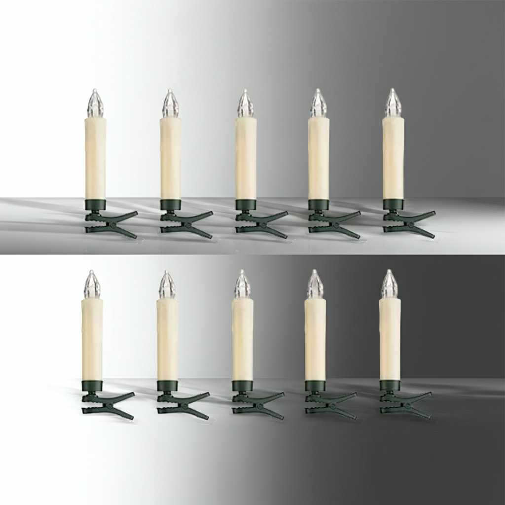 ELAMBIA 10 LED-Baumkerzen zum Anstecken weiße & bunte LEDs inkl. FB & Timer