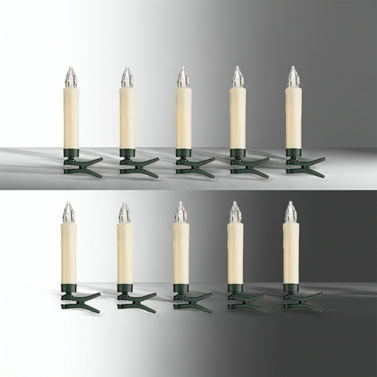 ELAMBIA 10 LED-Baumkerzen zum Anstecken weiße & bunte LEDs inkl. FB & Timer